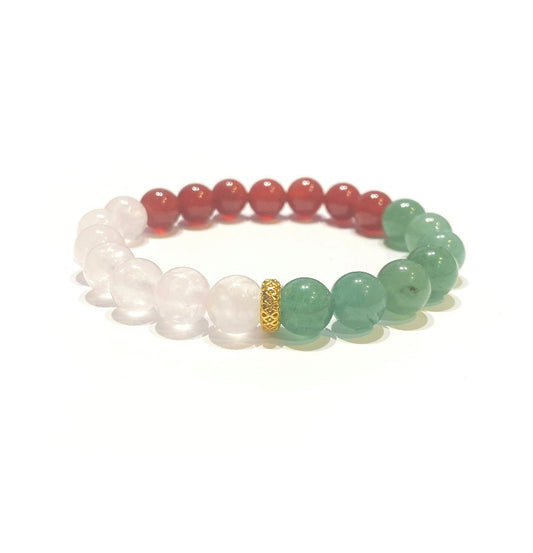 AVENTURINE, ROSE QUARTZ & CARNELIAN Infinity Bracelet - 8mm