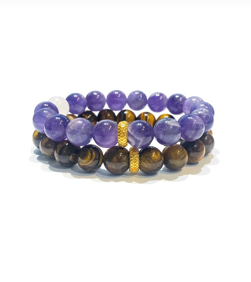 AMETHYST Infinity Round Beaded Bracelet - 10mm