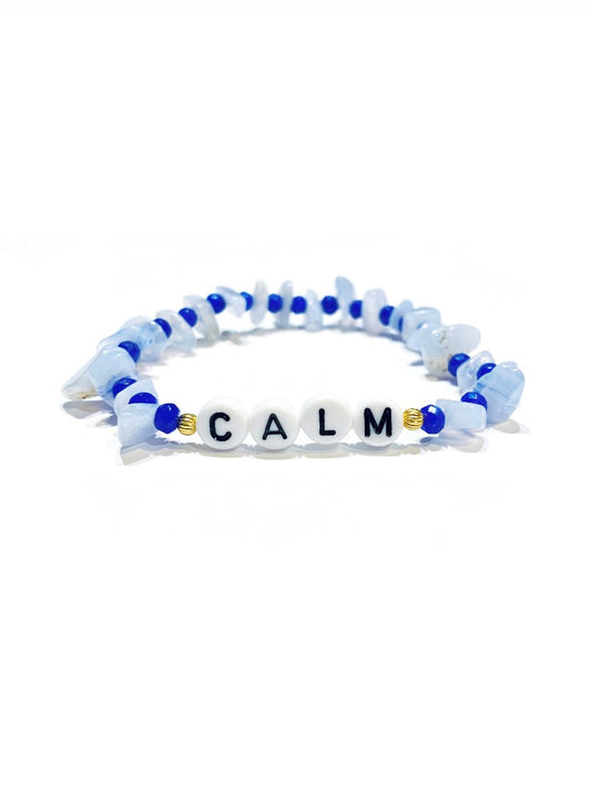 CALM Blue Lace Agate Crystal Healing Bracelet