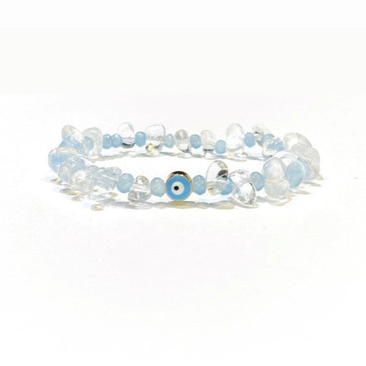 EVIL EYE Clear Quartz Crystal Healing Bracelet