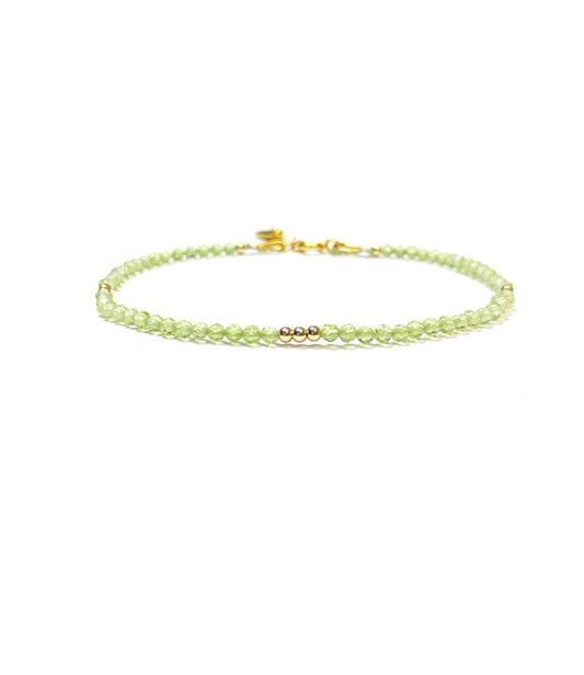 PERIDOT Skinny Beaded Crystal Healing Bracelet