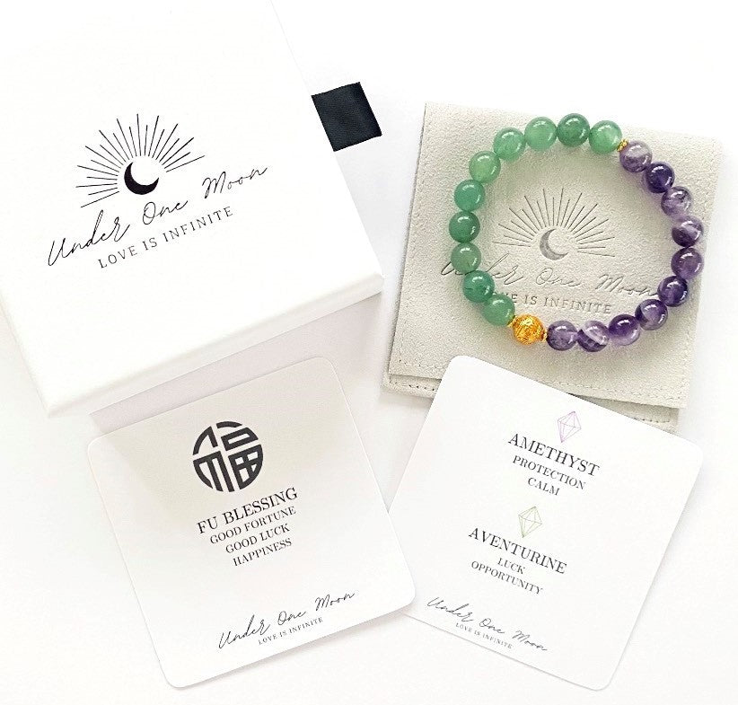 AMETHYST & AVENTURINE FU Blessing Bracelet - 8mm